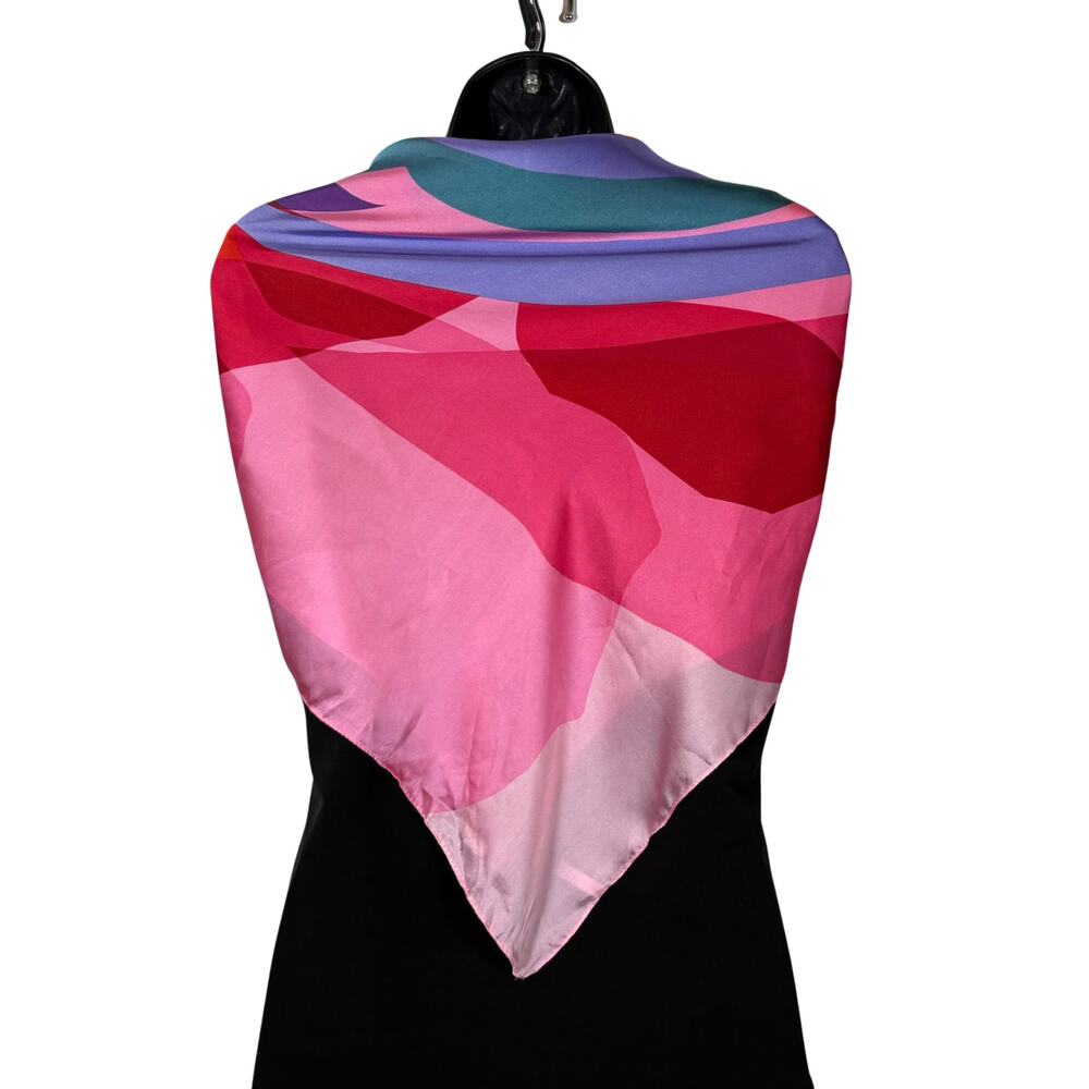 Lancome Paris Scarf 35” Ashley Mary Collab Pink Floral Square Limited Edition - Picture 4 of 13